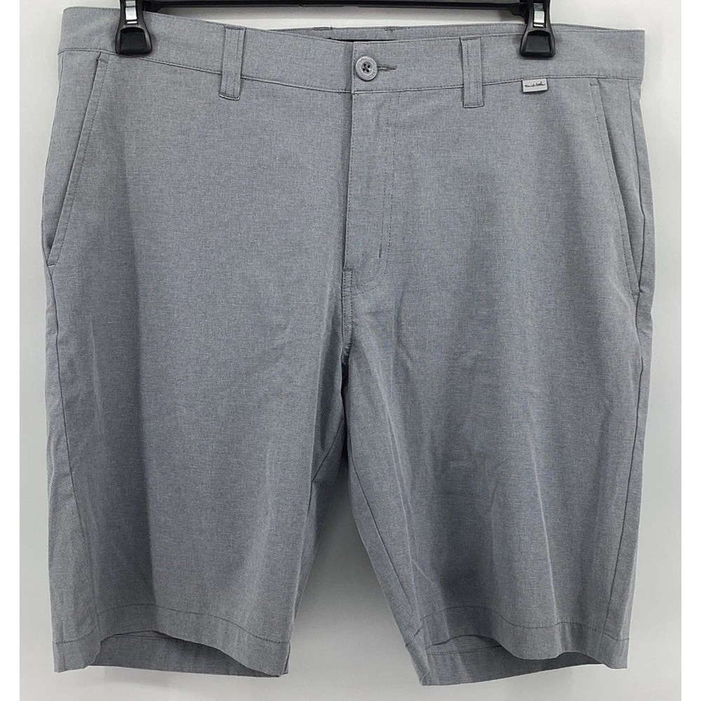 TravisMathew Men's Gray Micro-Striped Performance Golf Shorts Size 36